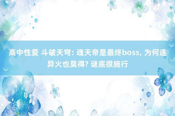 高中性爱 斗破天穹: 魂天帝是最终boss, 为何连异火也莫得? 谜底很施行