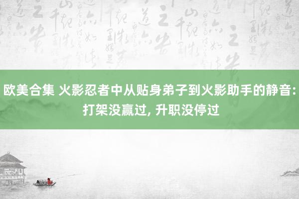 欧美合集 火影忍者中从贴身弟子到火影助手的静音: 打架没赢过, 升职没停过